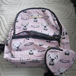 Betsey Johnson Pink Bulldog Print Bag